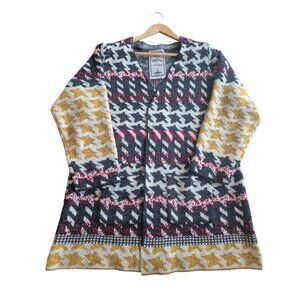 Vintage Concept Long Knit Houndstooth Cardigan size XL